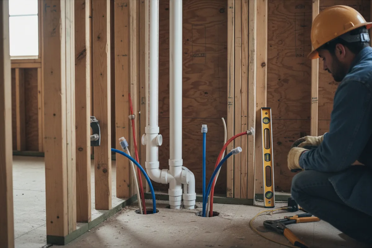 Drain and supply rough-in during Drain Cleaning in Dorchester